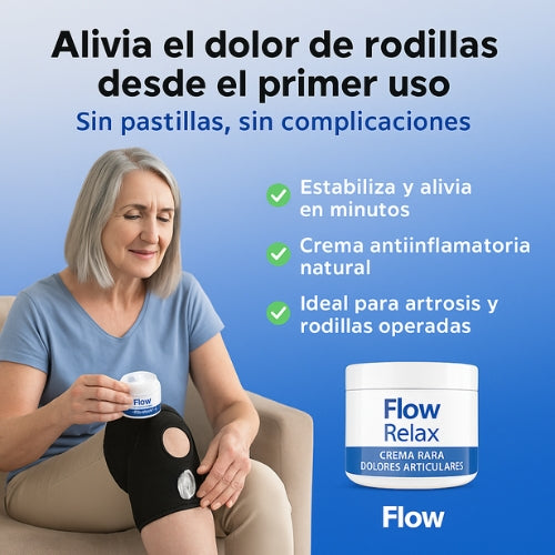 Decile chau al dolor de rodillas – Combo 2 en 1 validado por kinesiólogos | Rodillera Flex + Crema Flow Relax